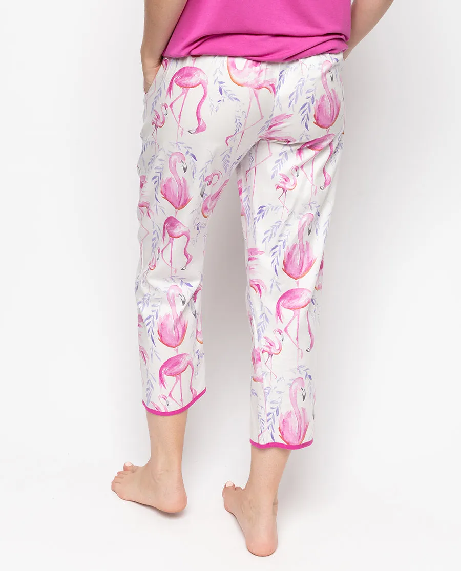 Fifi Flamingo Print Cropped Pyjama Bottoms