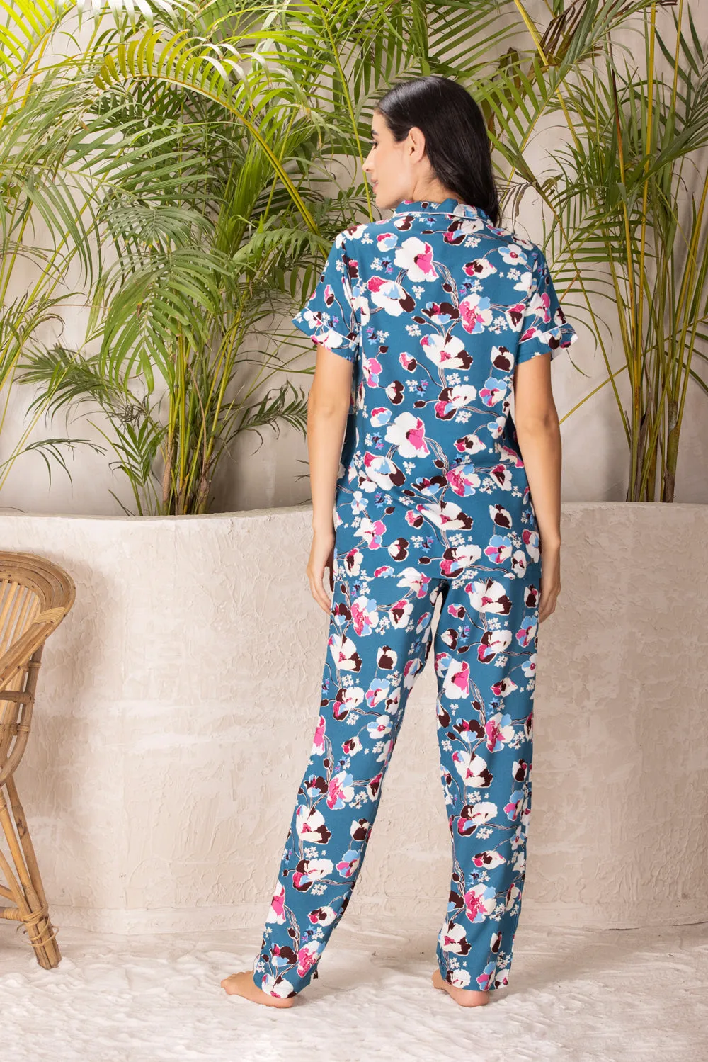 Floral rayon night suit