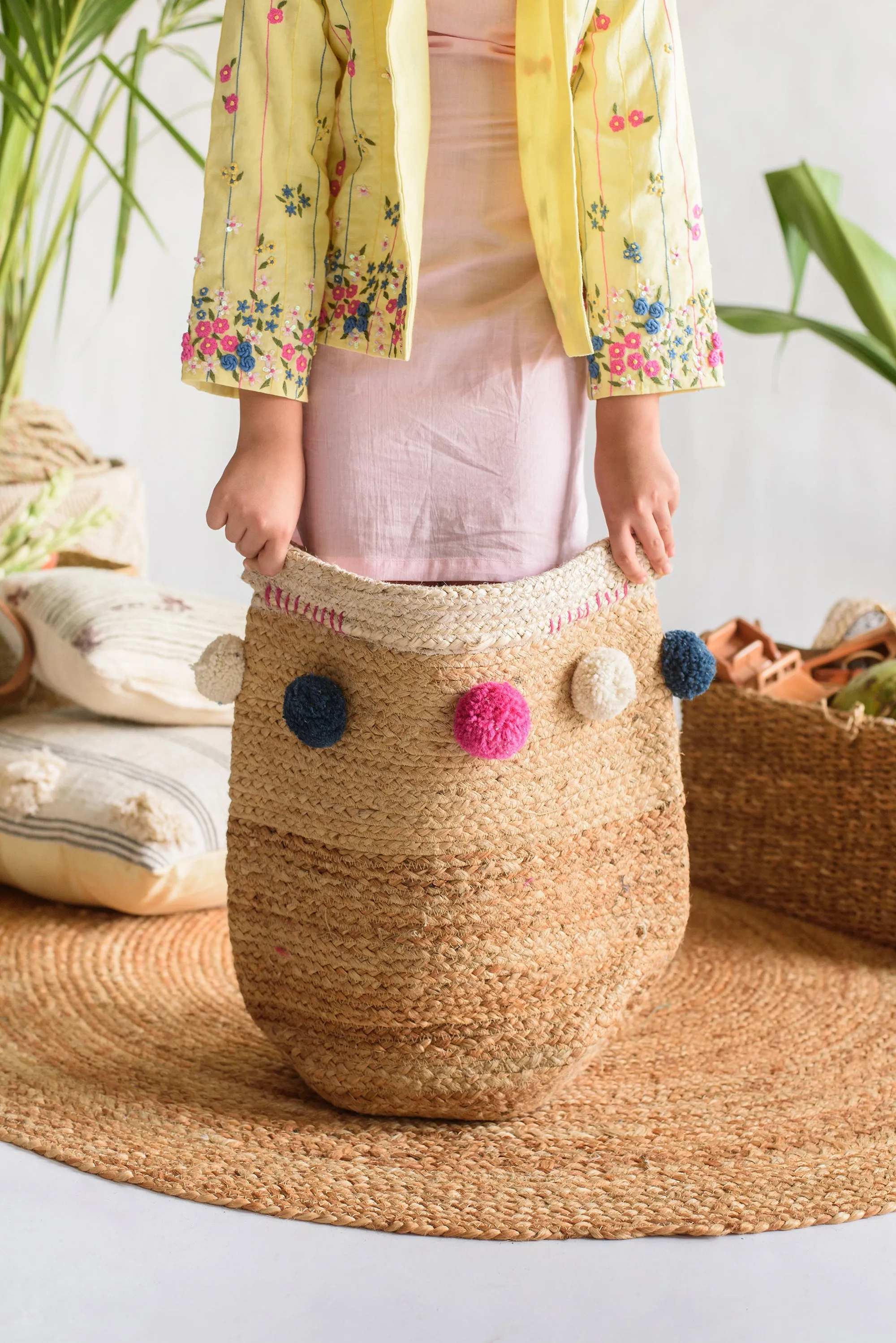 Floret Wheel- Thread Embroidered Jacket For Girls