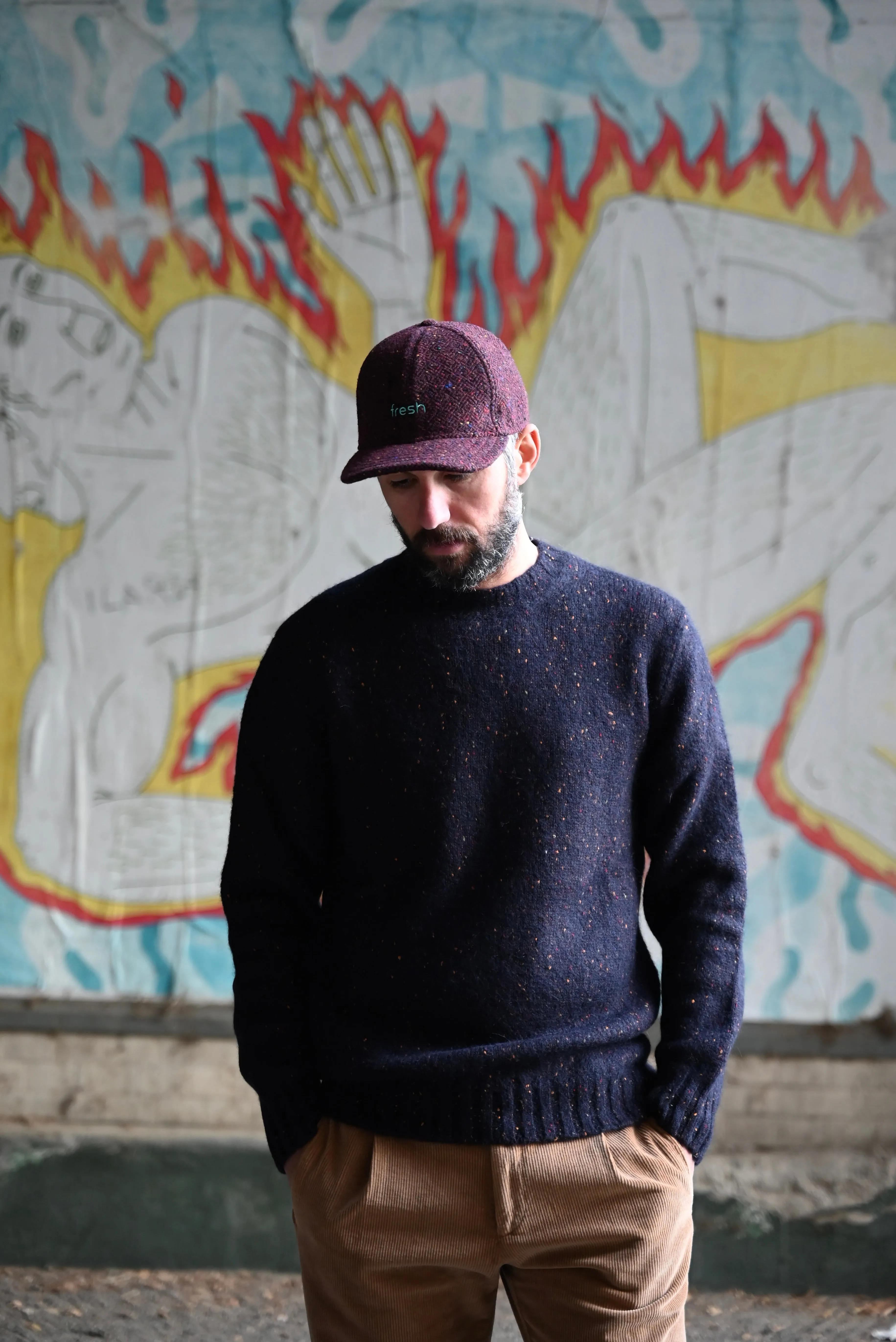 FRESH Bruce Crew Neck Wool Sweater Navy