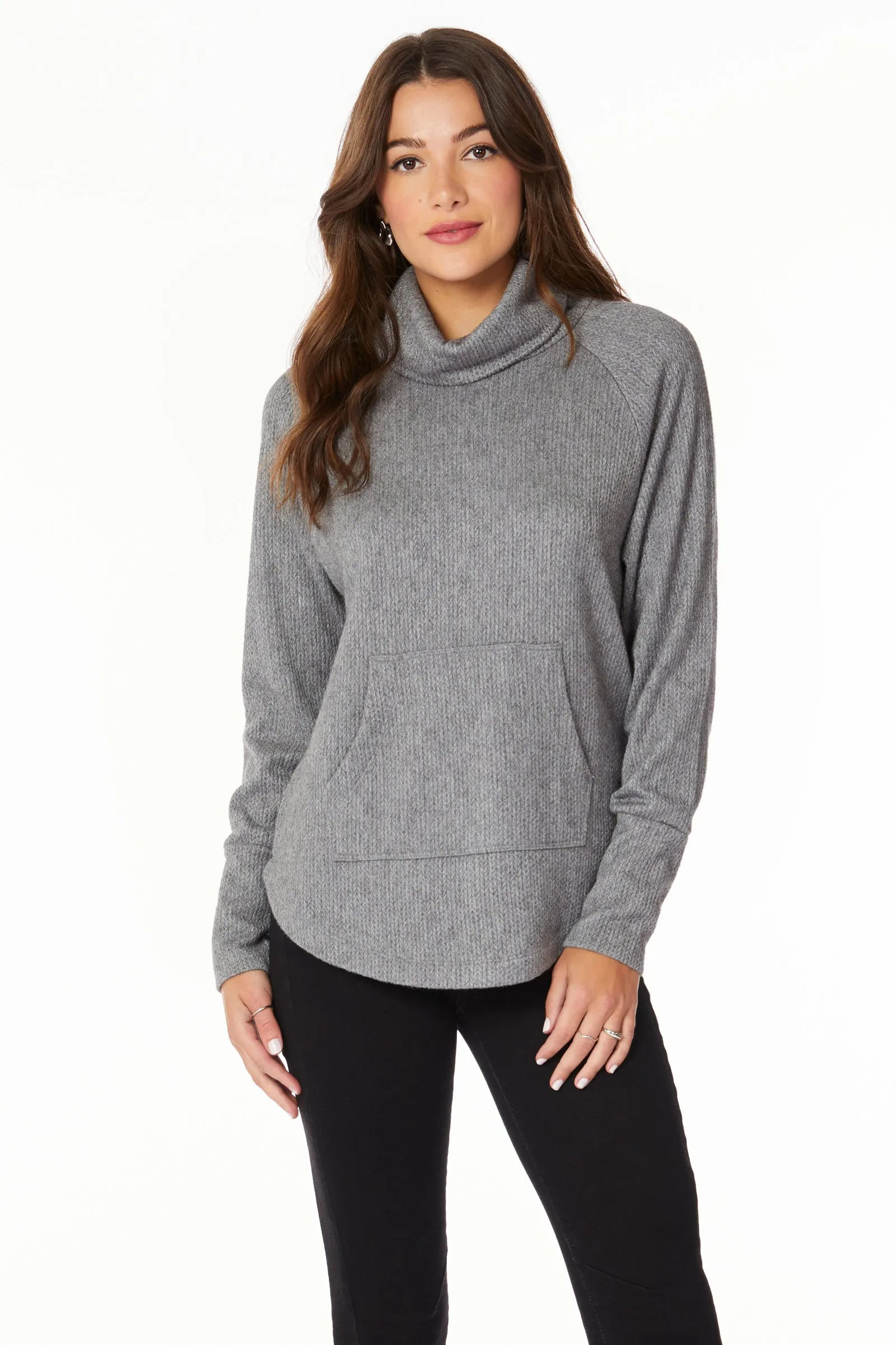 FUNNEL NECK RAGLAN SWEATER