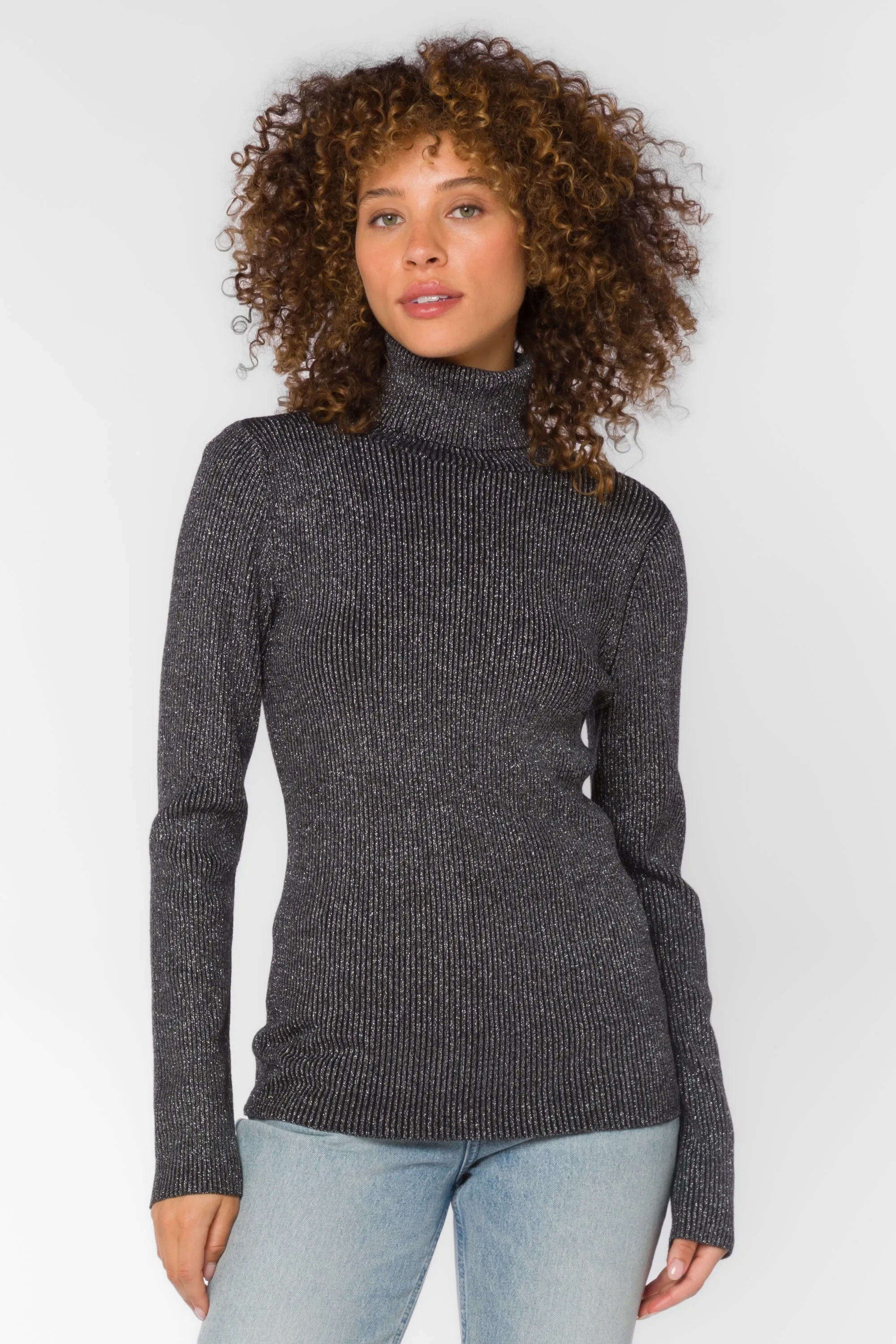 Garner Black Metallic Sweater