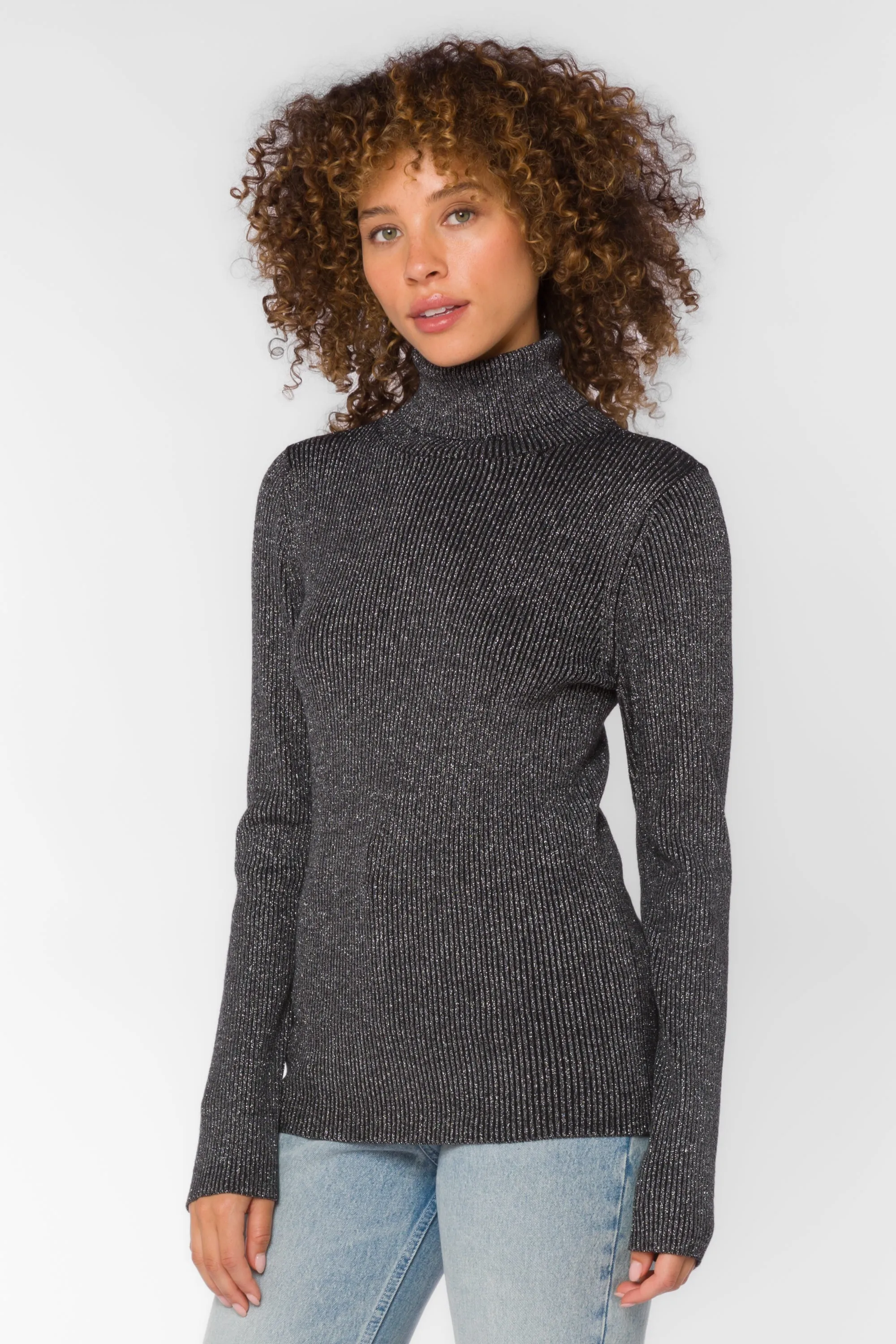 Garner Black Metallic Sweater