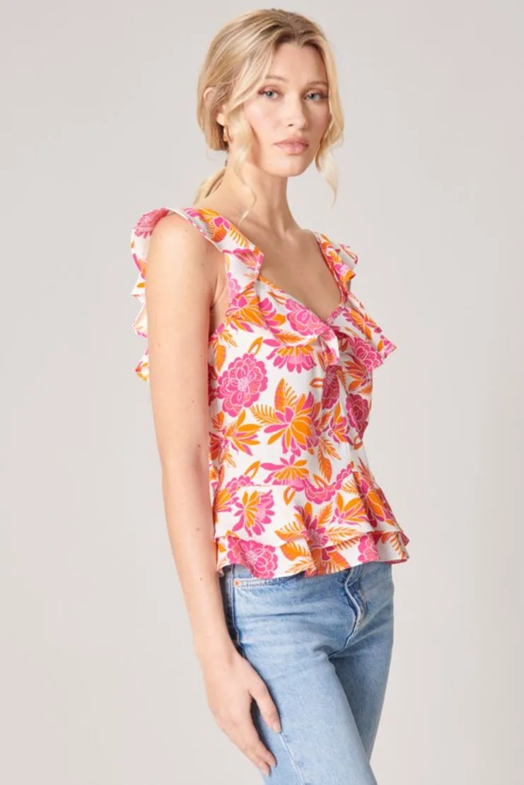 Gerri Floral Ruffle Peplum Top