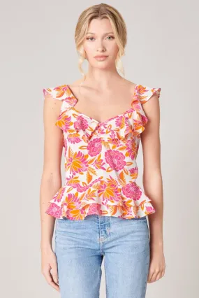 Gerri Floral Ruffle Peplum Top