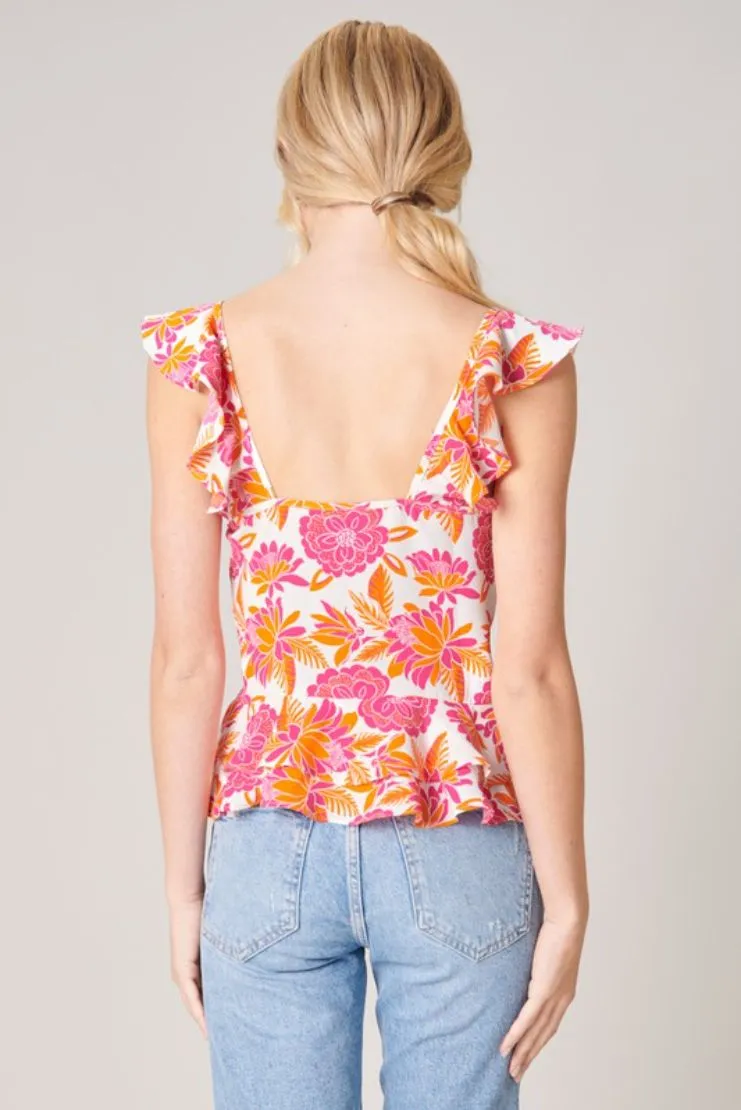 Gerri Floral Ruffle Peplum Top