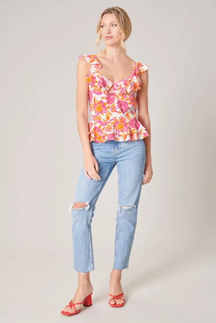 Gerri Floral Ruffle Peplum Top