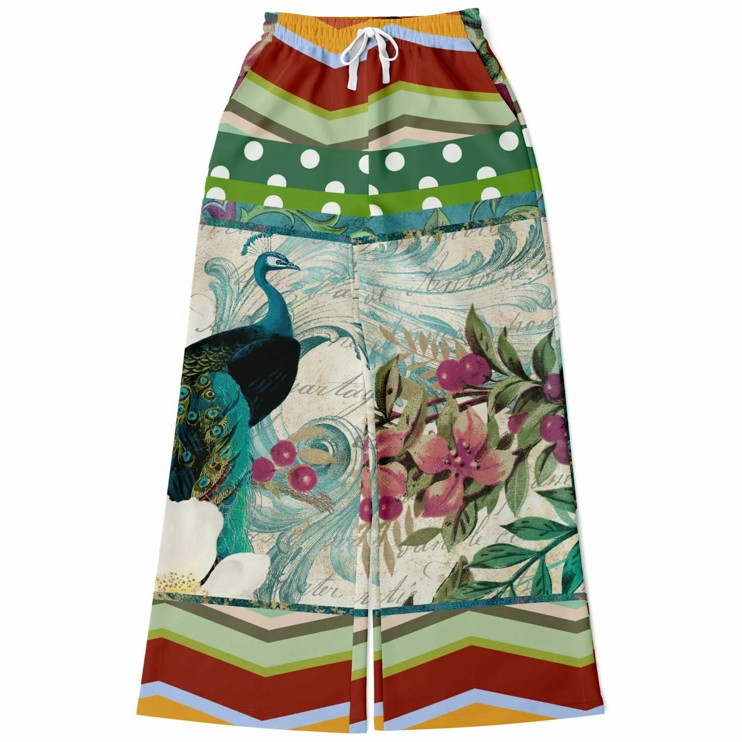 Green Peacock Eco-Poly Stretchy Phat Bellbottoms