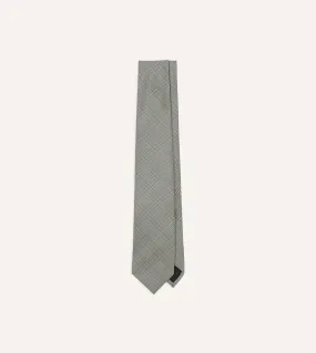 Grey Prince of Wales Check Tipped Silk Tie