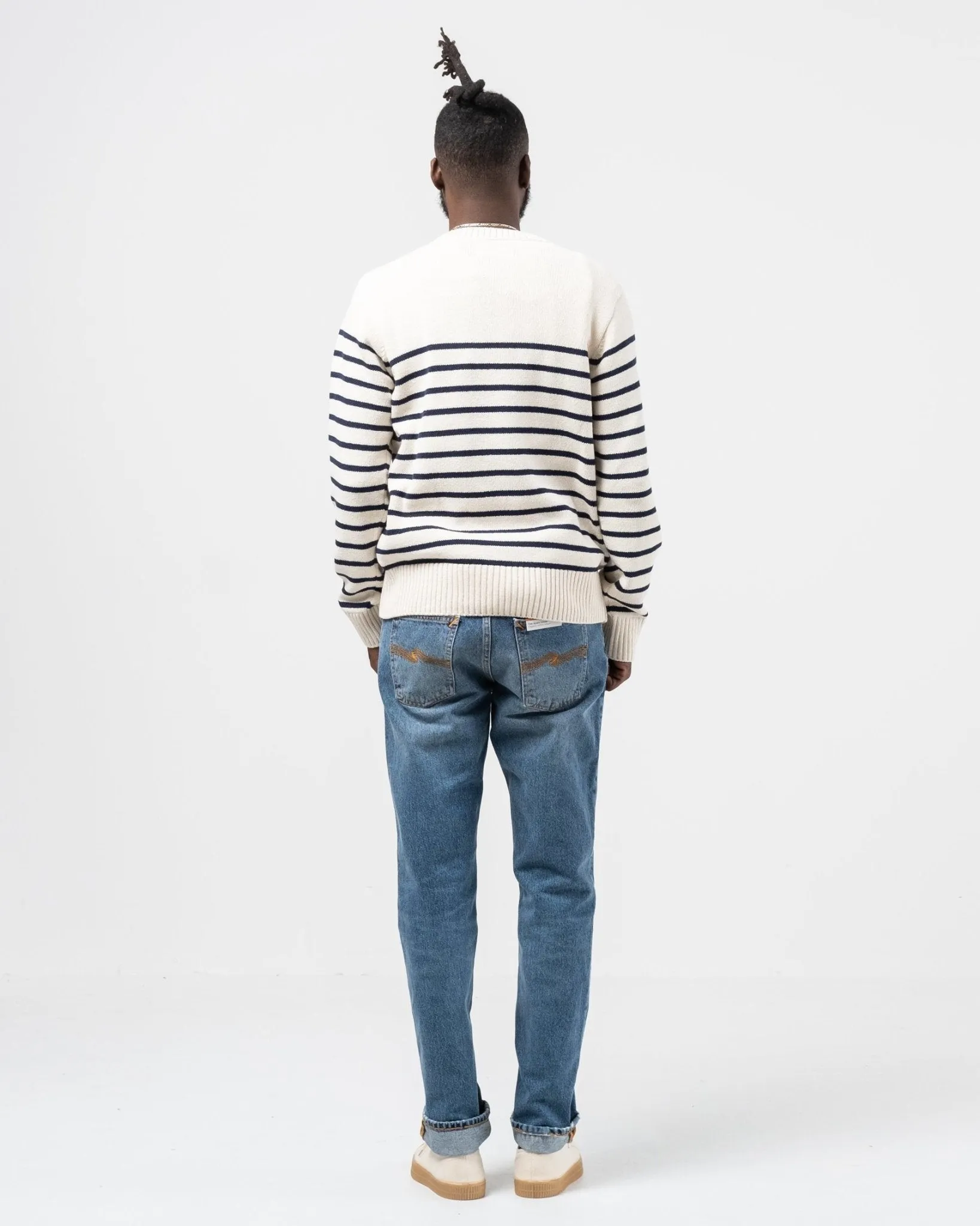 Hampus Recycled Stripe Off White / Navy