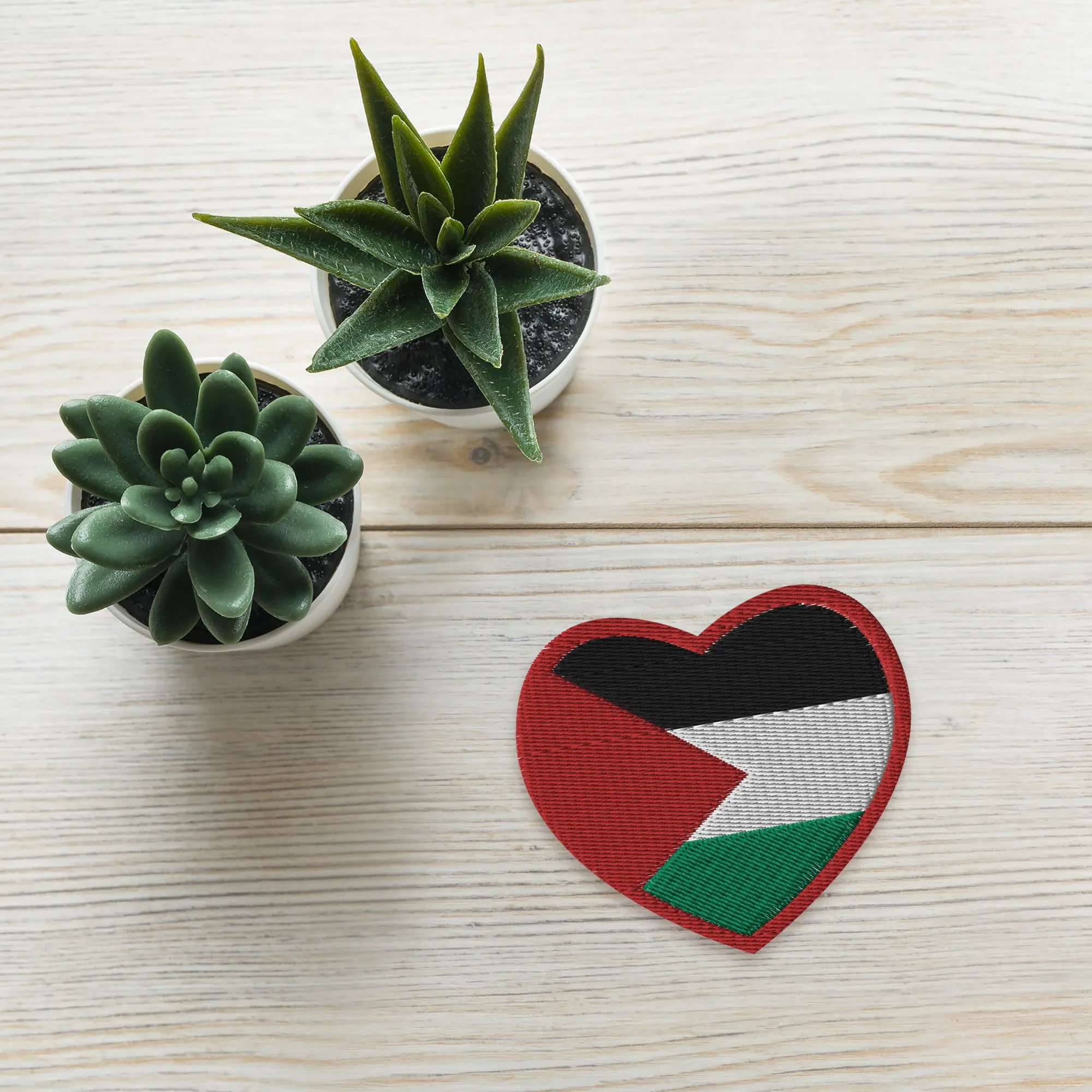 High Quality Heart-Shaped Embroidered Palestine Flag Patch