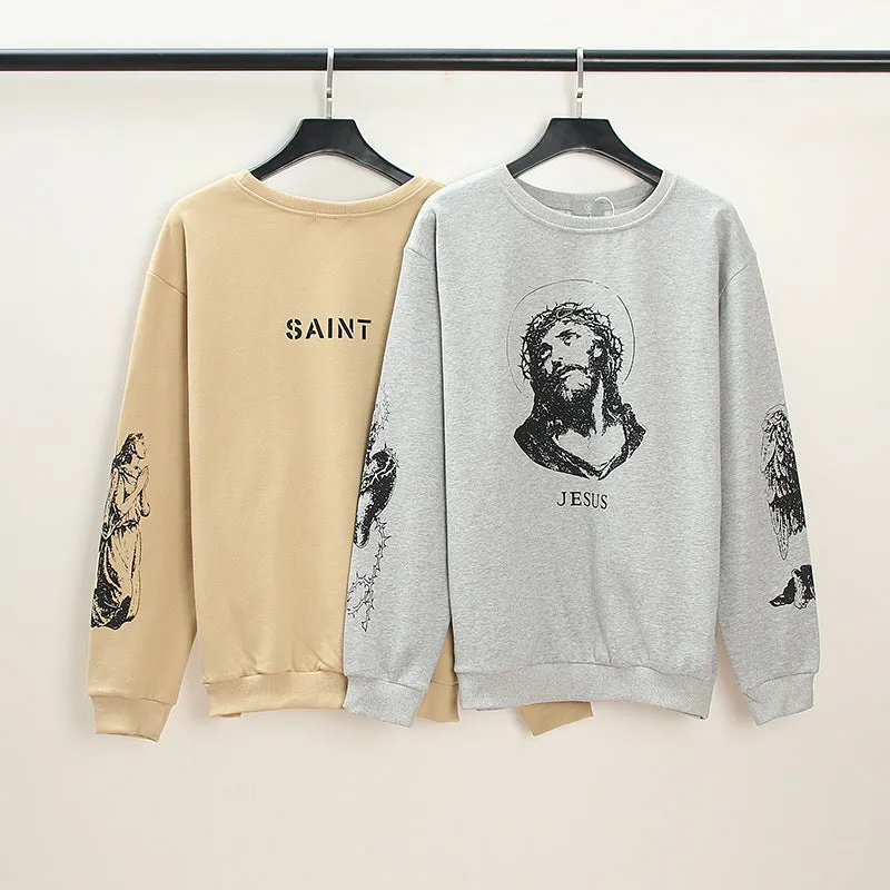 Jesus Print Cotton  Kanye West Essential Sweatshirts