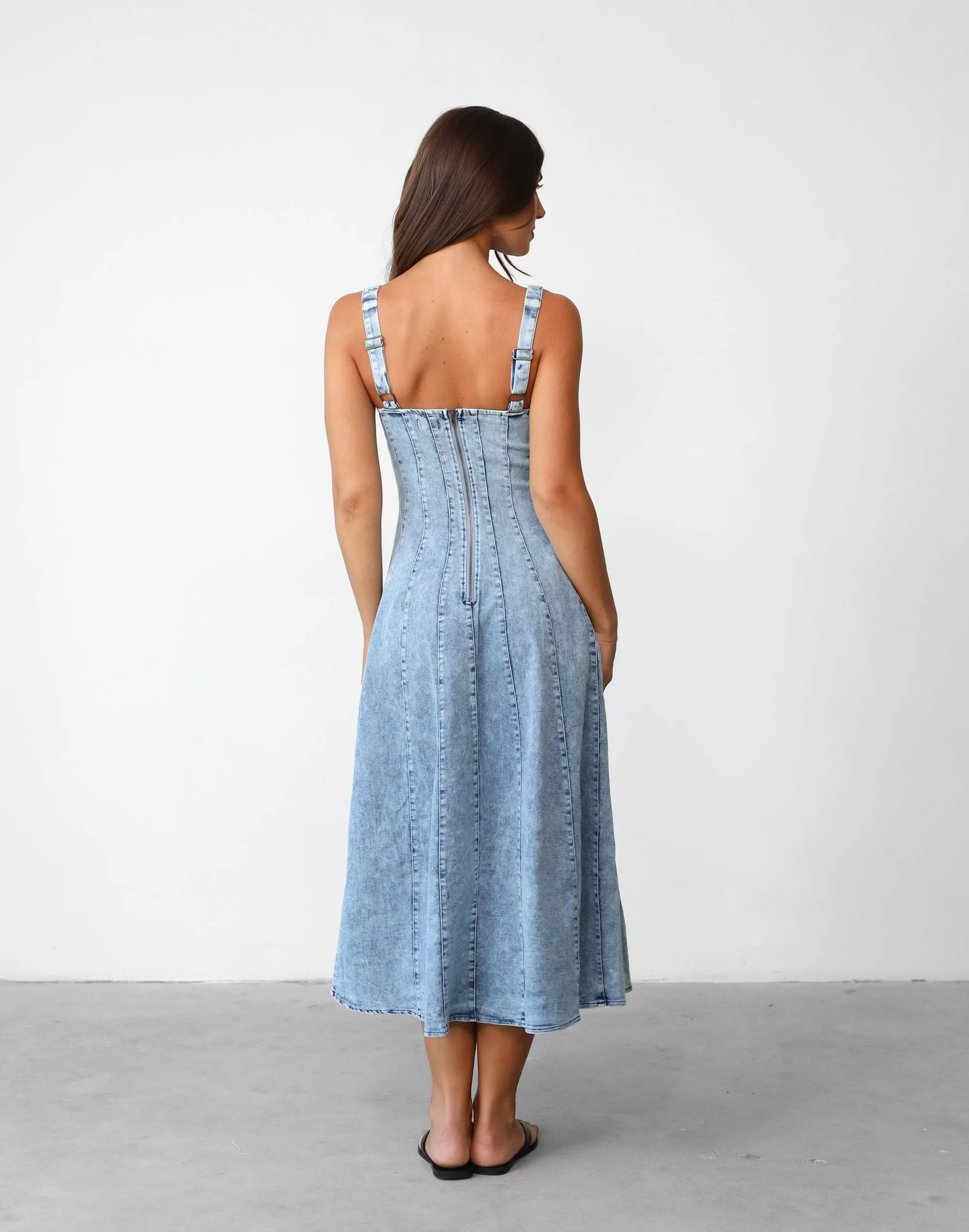 Kella Denim Maxi Dress (Light Denim)