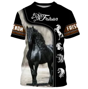 Le Frison, Race de Chevaux de Selle Pays-Bas, Amoureux des Chevaux, Chevaux Passion, 3D All-Over Tee Shirt Personnalisé, Cadeau pour Homme, Femme, Enfant qui Aime Les Chevaux - CTS07052210