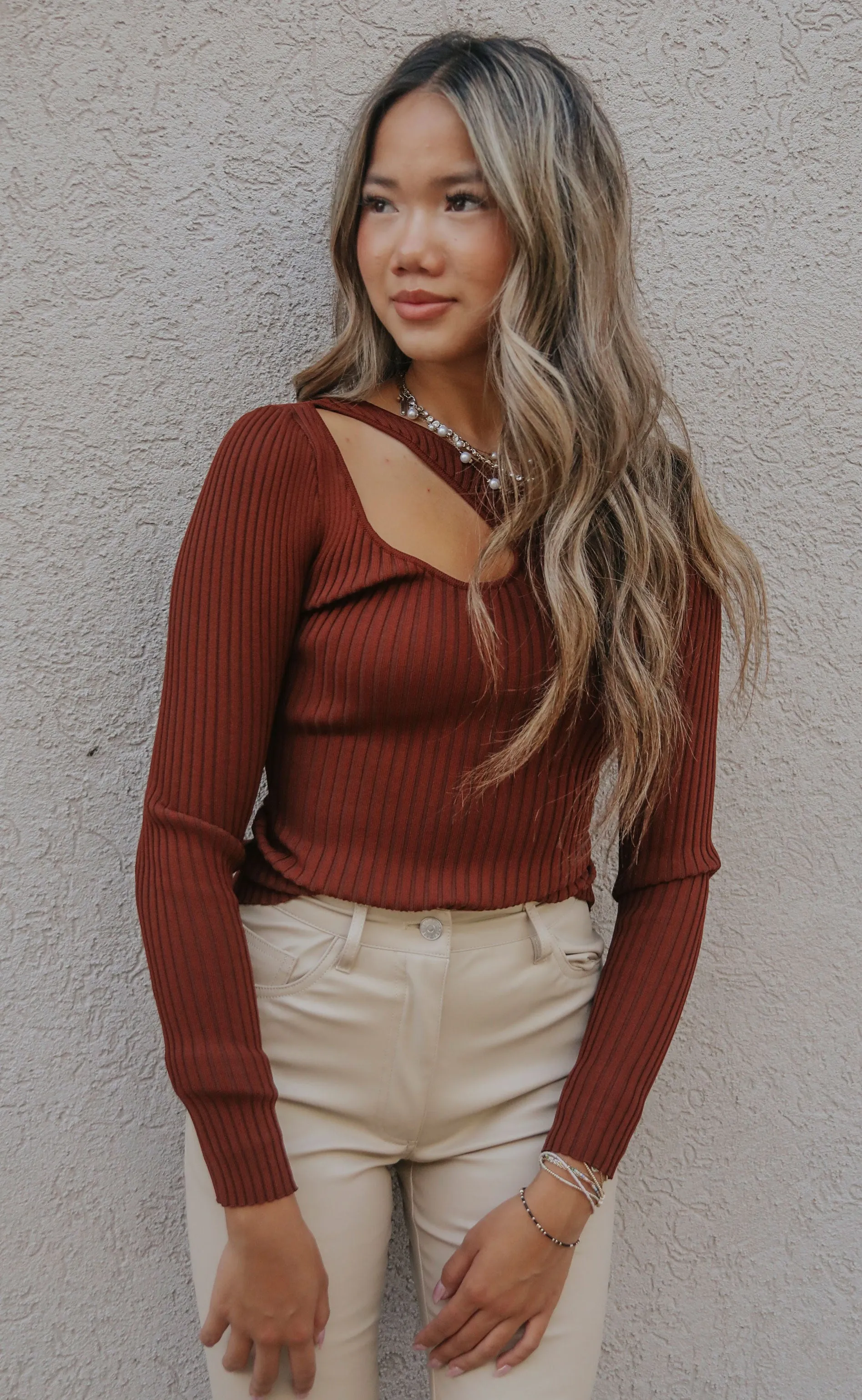 minkpink: amber cutout knit top