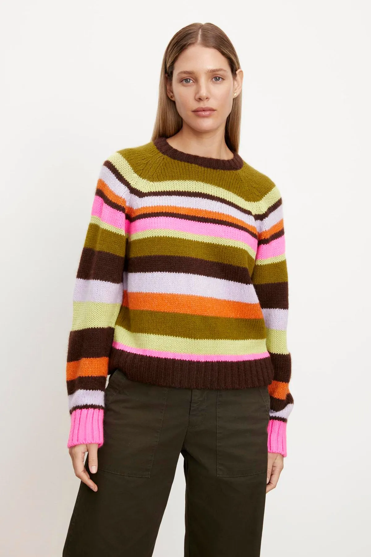 NESSIE STRIPED CREW NECK SWEATER