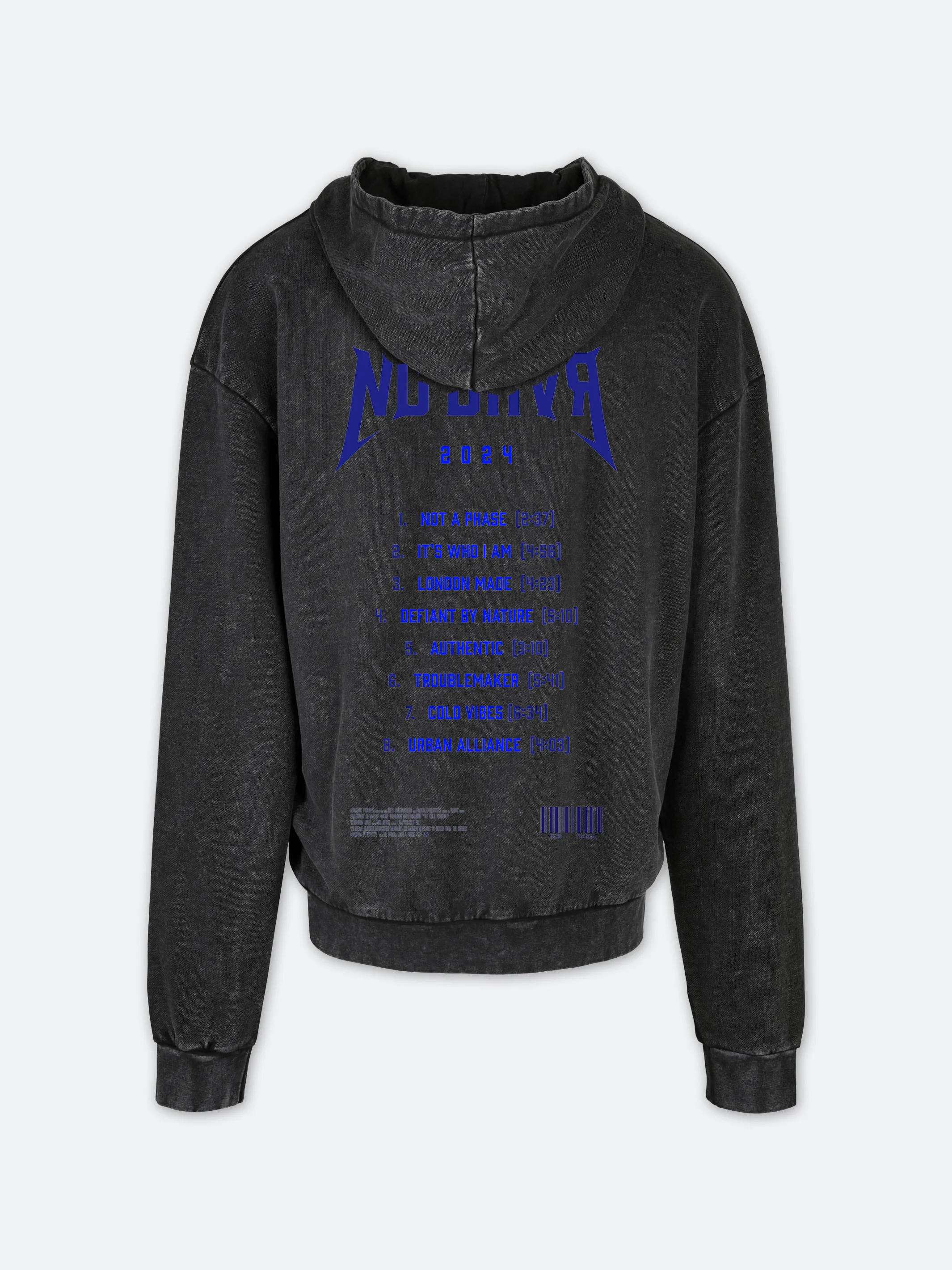 On Tour Acid Wash Blue Print Hoodie (Black)