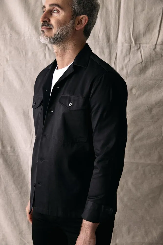 Paulie Overshirt - Black Cotton Gaberdine