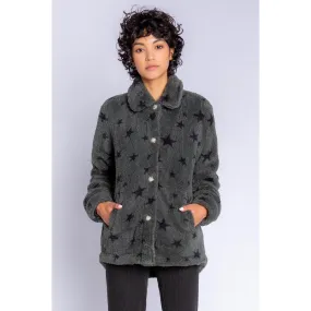 PJ Salvage Women's Cozy Items Stars Jacket - OLIVE