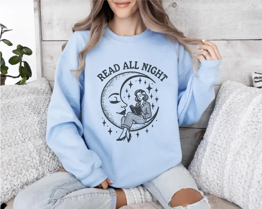 Read All Night Moon Gildan Sweatshirts