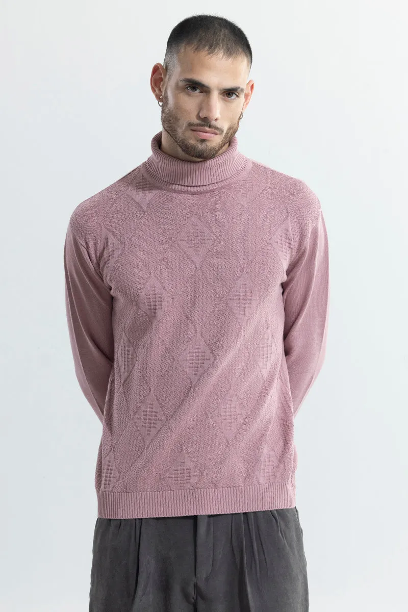 Rhomboid Pink Turtle Neck Sweater