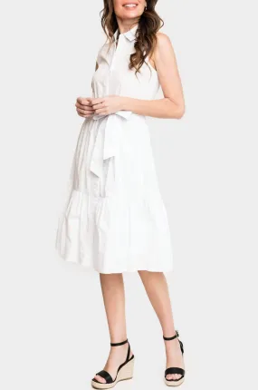 Sleeveless Midi Poplin Shirt Dress