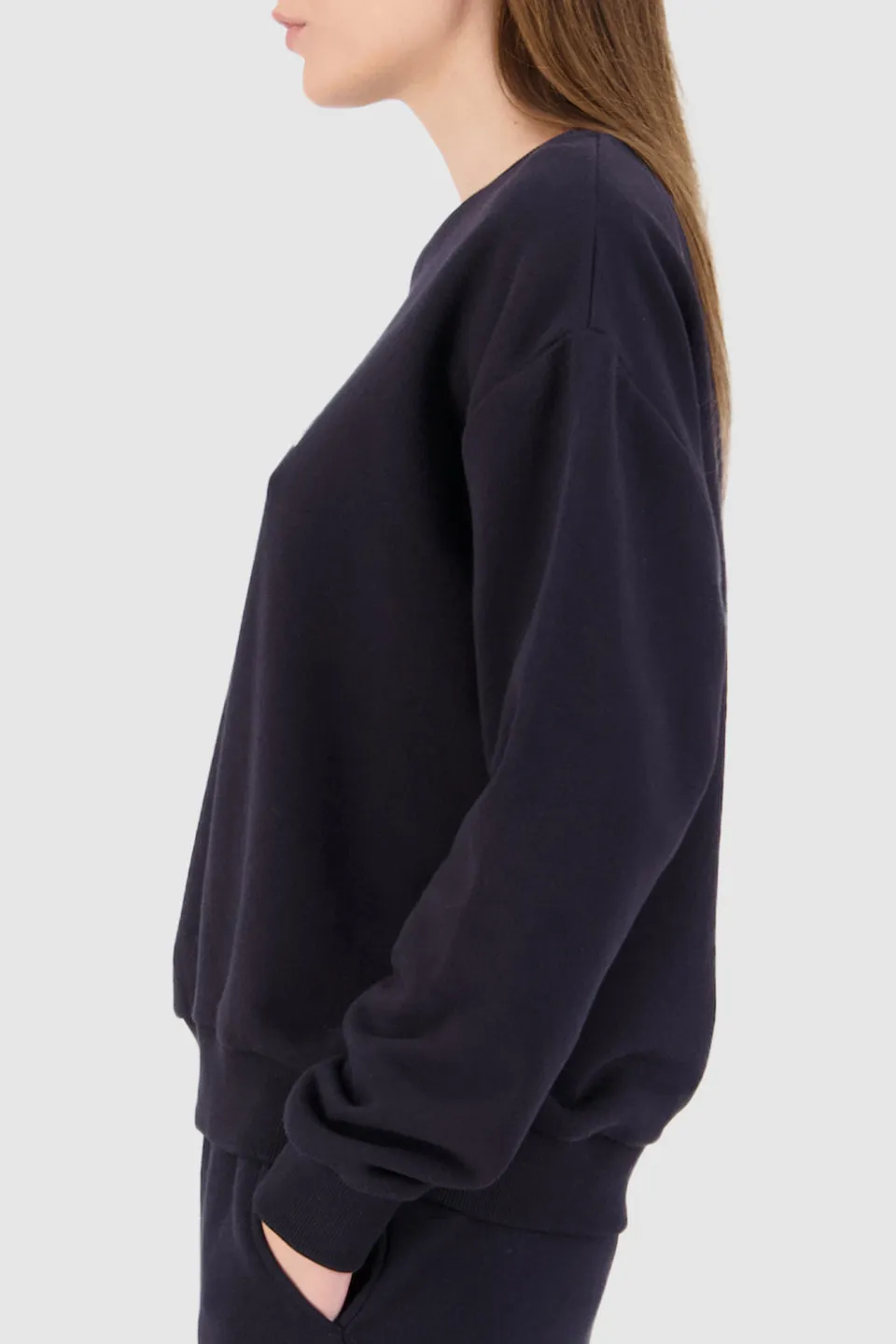 Slouch Stateside Logo Navy Crew Jumper