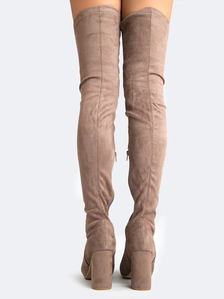 Sock Heel Thigh High Boots