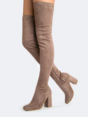 Sock Heel Thigh High Boots