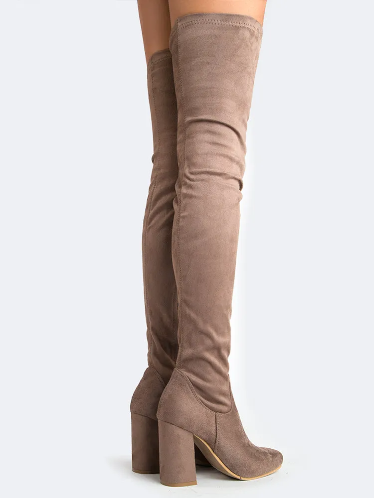 Sock Heel Thigh High Boots