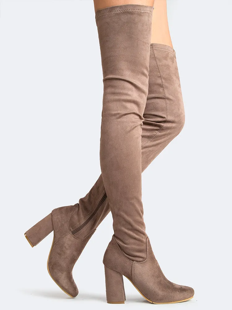 Sock Heel Thigh High Boots