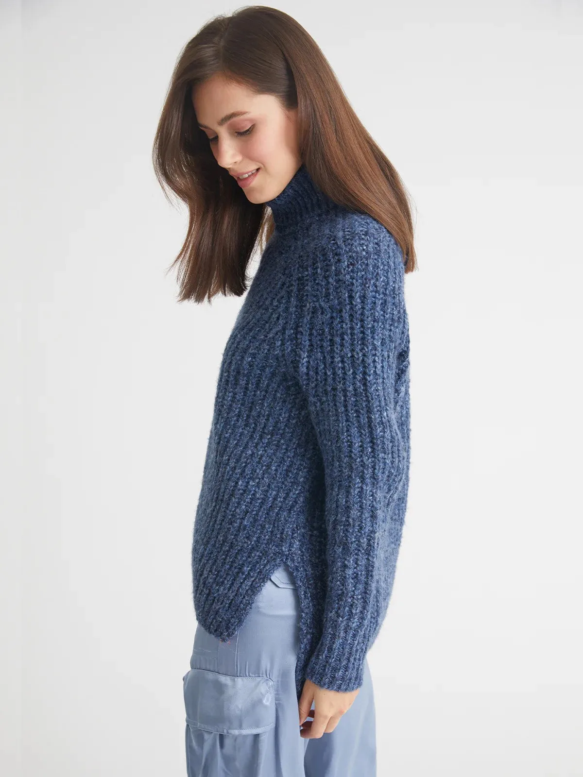 Stella Shaker Turtleneck Sweater - indigo