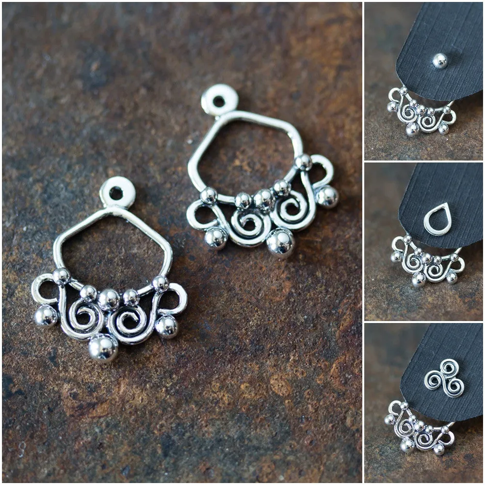 Unique Artisan Handmade Silver Ear Jacket Earrings