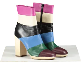 Valentino Multicoloured Striped Leather Ankle Boots UK 3 EU 36 👠