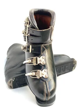 Vintage Treviso Leather and Metal Everest Buckle Ski Boots