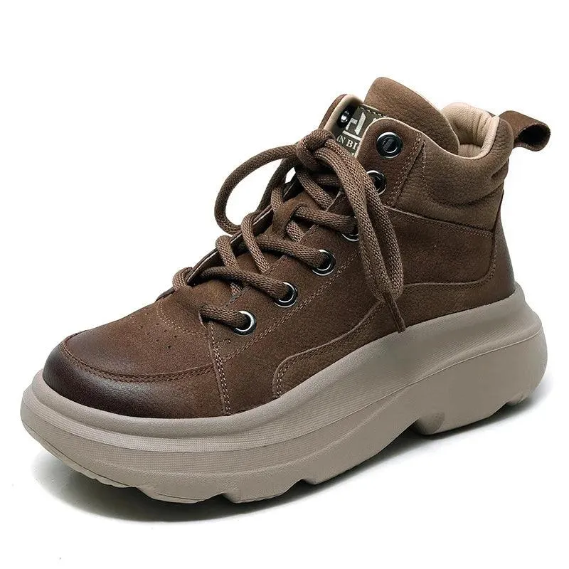 Women's Casual Shoes - Leather Ankle Botas - WD7278 Sneakers